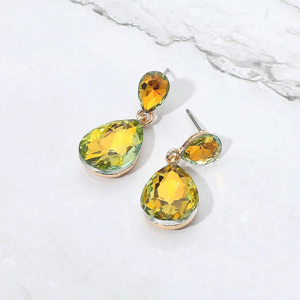 Glass Crystal Teardrop Dangle Earrings - Madeline Love - Flyclothing LLC