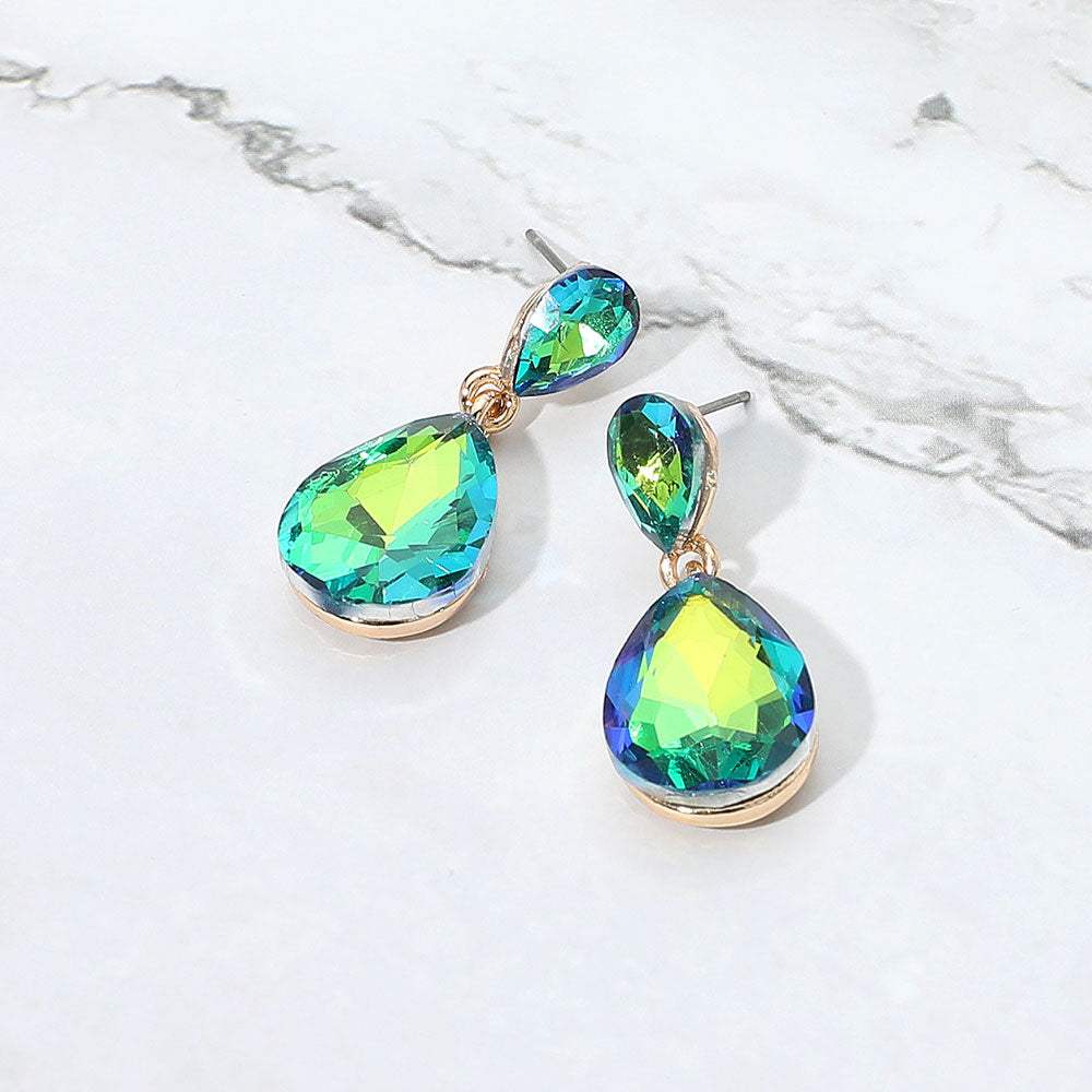 Glass Crystal Teardrop Dangle Earrings - Madeline Love - Flyclothing LLC