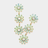 Triple Flower Link Dangle Evening Earrings - Madeline Love - Flyclothing LLC