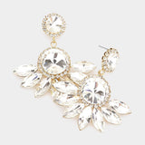 Round Centered Marquise Stone Cluster Dangle Evening Earrings - Madeline Love - Flyclothing LLC