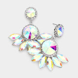 Round Centered Marquise Stone Cluster Dangle Evening Earrings - Madeline Love - Flyclothing LLC