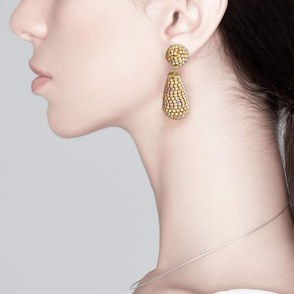 Rhinestone Teardrop Dangle Evening Earrings - Madeline Love - Flyclothing LLC