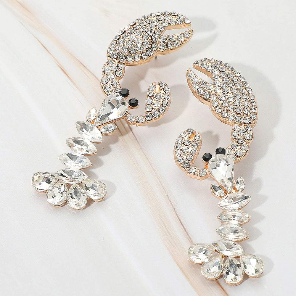 Multi Stone Lobster Dangle Statement Earrings - Madeline Love - Flyclothing LLC