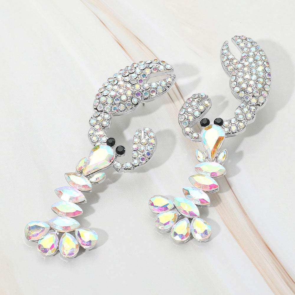 Multi Stone Lobster Dangle Statement Earrings - Madeline Love - Flyclothing LLC