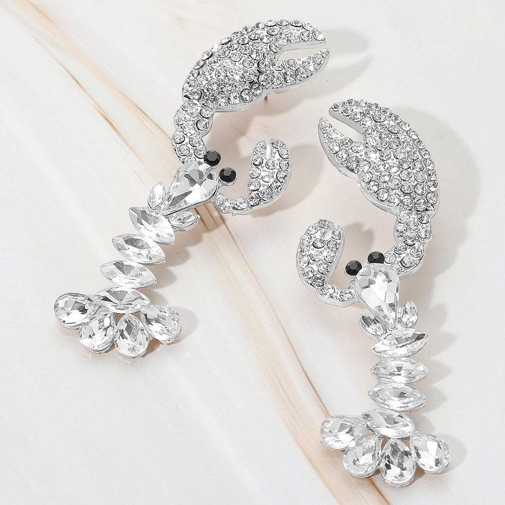Multi Stone Lobster Dangle Statement Earrings - Madeline Love - Flyclothing LLC