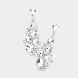 Round Teardrop Stone Cluster Dangle Evening Earrings - Madeline Love - Flyclothing LLC