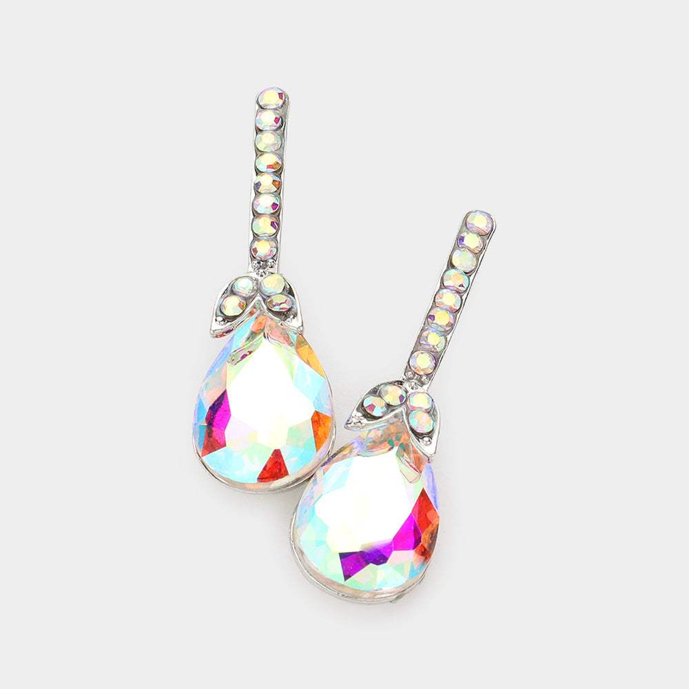 Teardrop Stone Accented Evening Earrings - Madeline Love - Flyclothing LLC