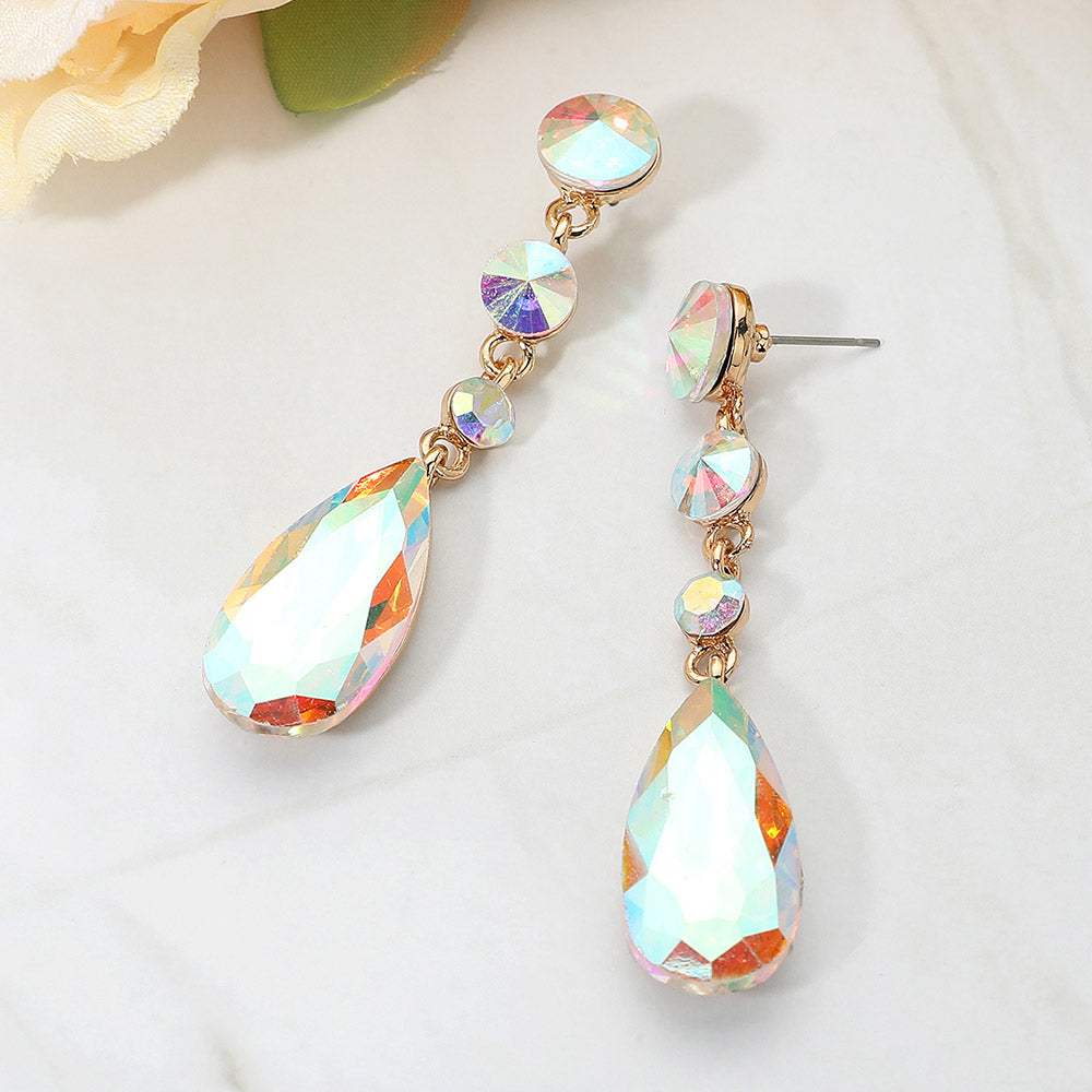 Elegant Multi Faceted Crystal Dangle Statement Earrings - Madeline Love - Flyclothing LLC