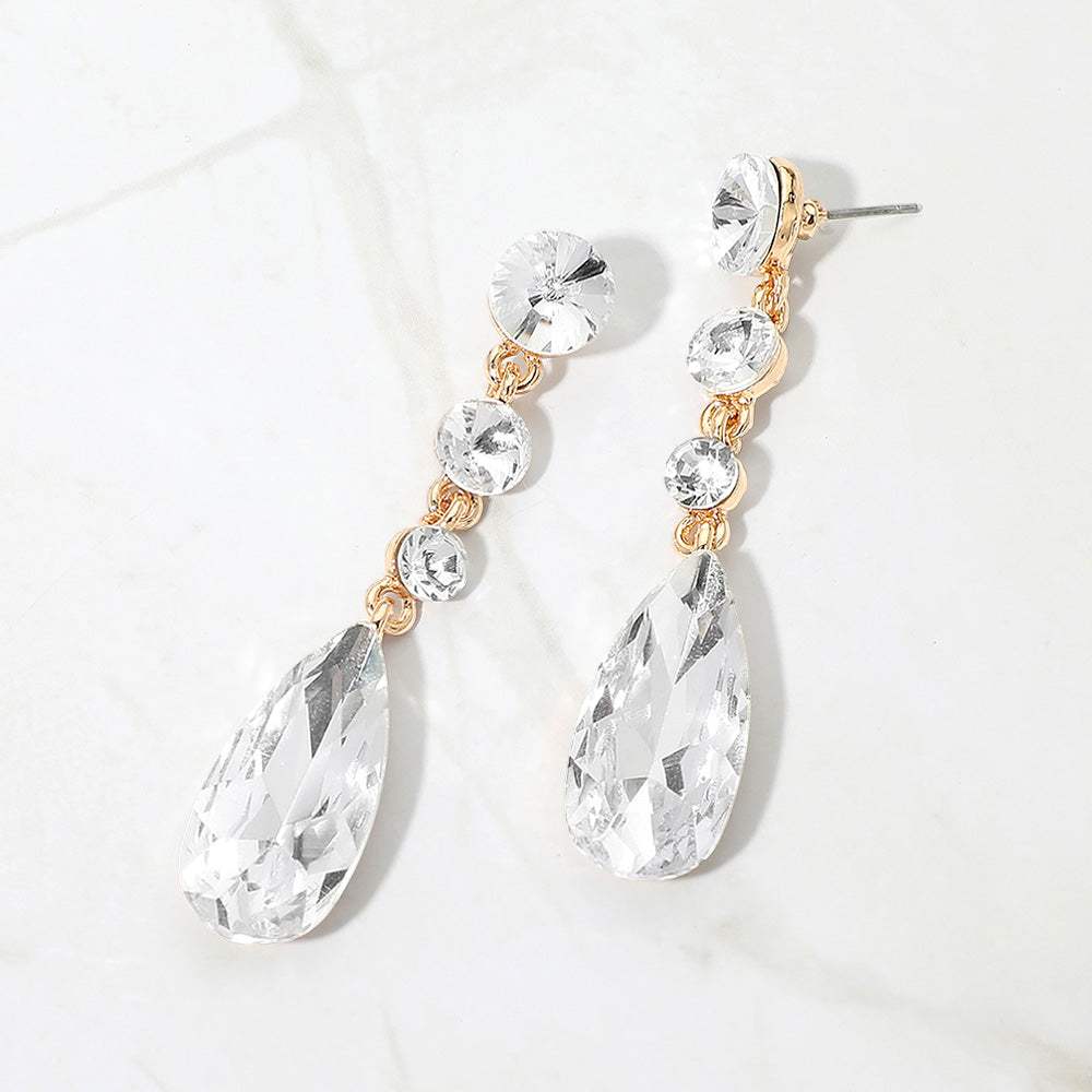Elegant Multi Faceted Crystal Dangle Statement Earrings - Madeline Love - Flyclothing LLC