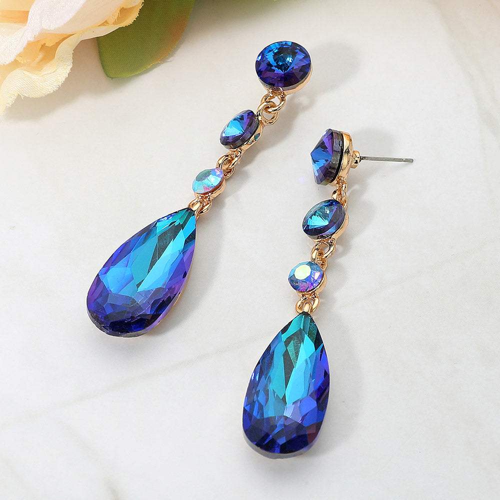 Elegant Multi Faceted Crystal Dangle Statement Earrings - Madeline Love - Flyclothing LLC