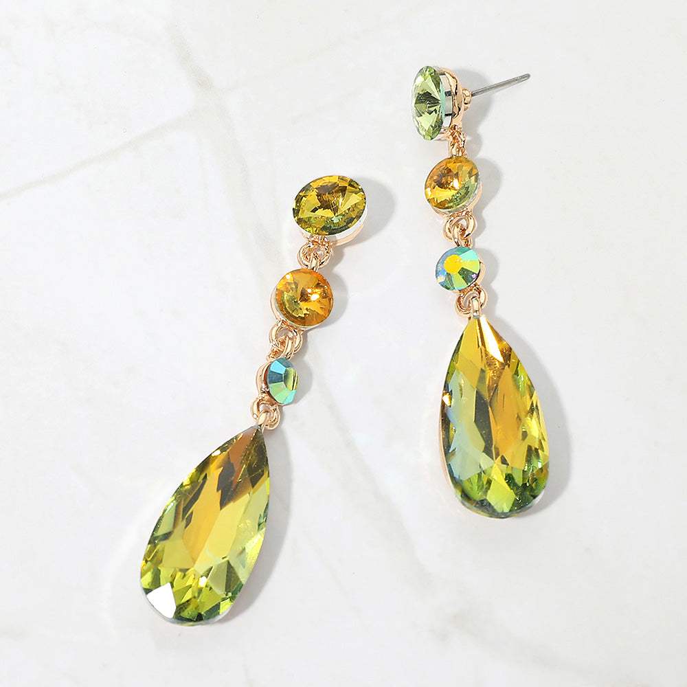 Elegant Multi Faceted Crystal Dangle Statement Earrings - Madeline Love - Flyclothing LLC