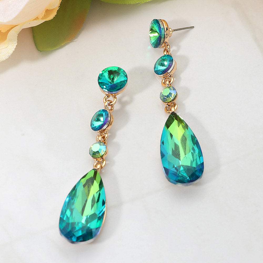 Elegant Multi Faceted Crystal Dangle Statement Earrings - Madeline Love - Flyclothing LLC
