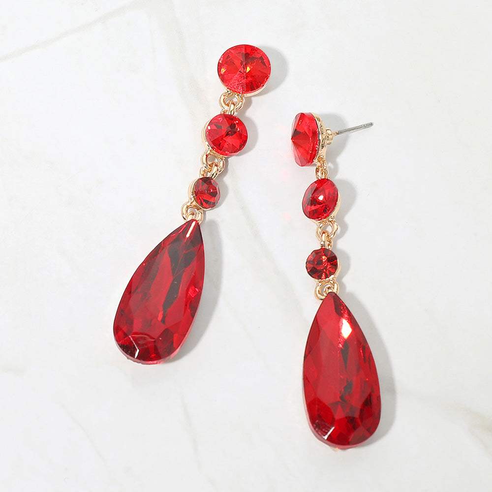 Elegant Multi Faceted Crystal Dangle Statement Earrings - Madeline Love - Flyclothing LLC