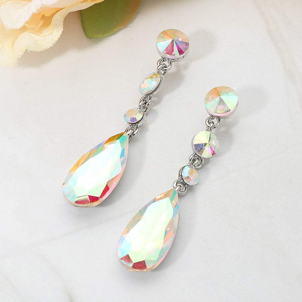 Elegant Multi Faceted Crystal Dangle Statement Earrings - Madeline Love - Flyclothing LLC