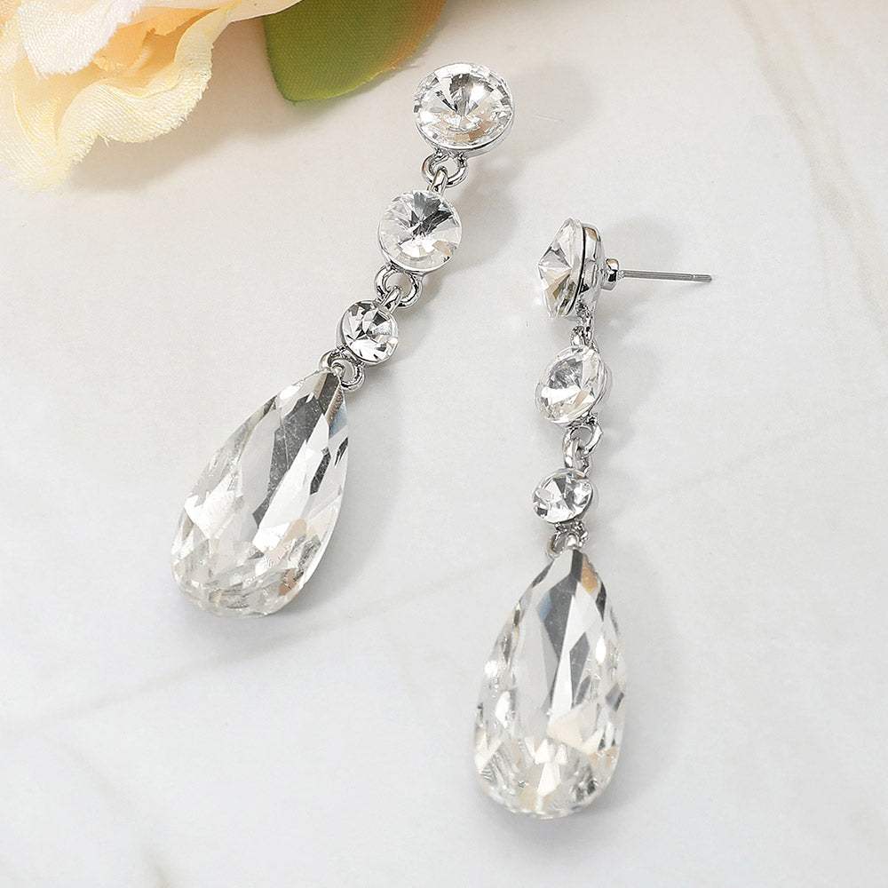 Elegant Multi Faceted Crystal Dangle Statement Earrings - Madeline Love - Flyclothing LLC