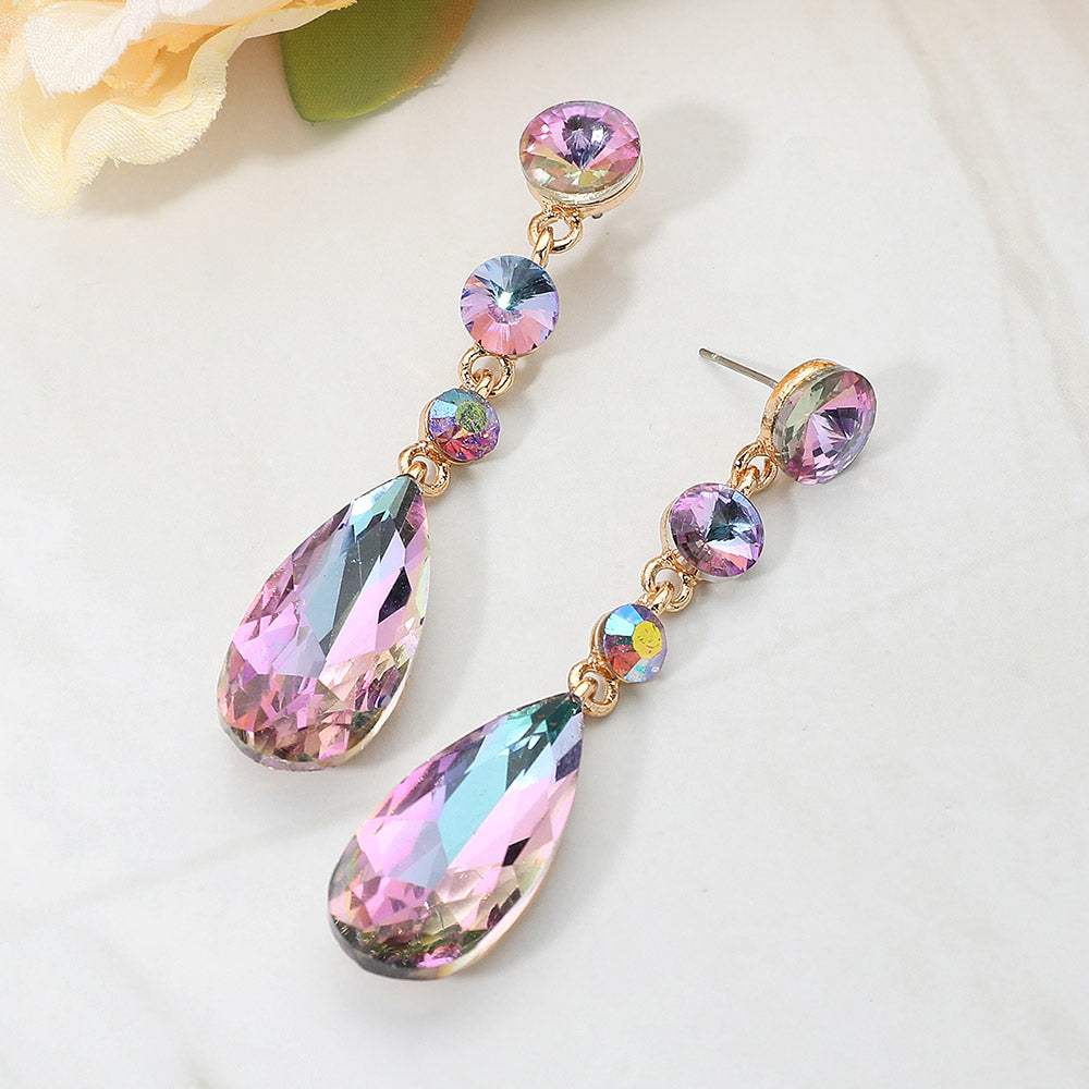 Elegant Multi Faceted Crystal Dangle Statement Earrings - Madeline Love - Flyclothing LLC