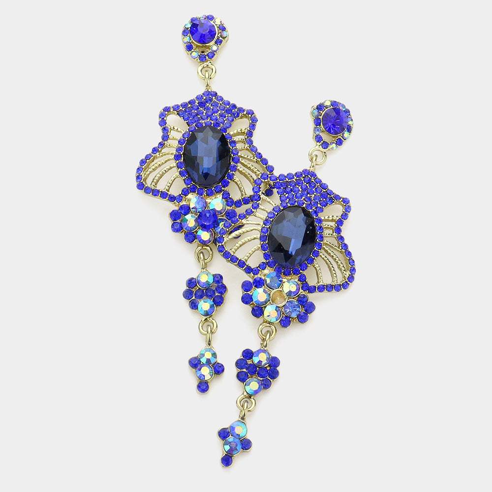Marquise Stone Trim Dangle Evening Earrings - Madeline Love - Flyclothing LLC