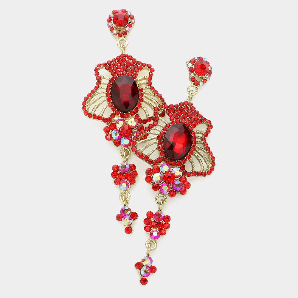 Marquise Stone Trim Dangle Evening Earrings - Madeline Love - Flyclothing LLC