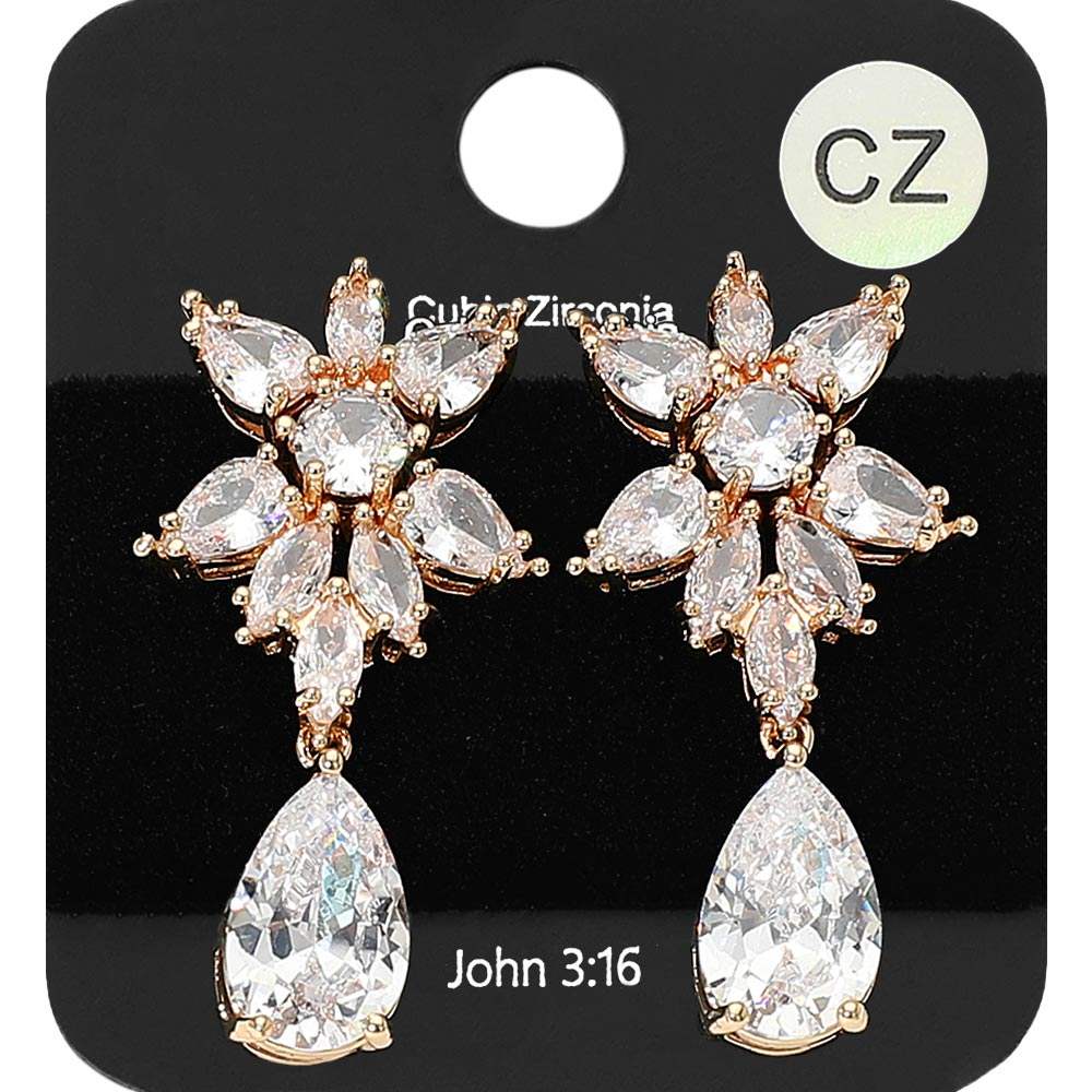 Marquise CZ Stone Cluster Teardrop Drop Dangle Evening Earrings - Madeline Love - Flyclothing LLC