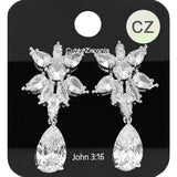 Marquise CZ Stone Cluster Teardrop Drop Dangle Evening Earrings - Madeline Love - Flyclothing LLC