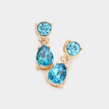 Round Teardrop Stone Link Dangle Evening Earrings - Madeline Love - Flyclothing LLC