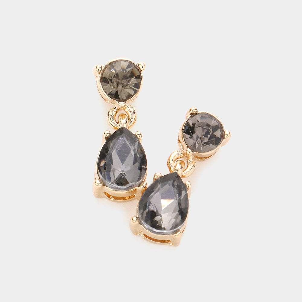 Round Teardrop Stone Link Dangle Evening Earrings - Madeline Love - Flyclothing LLC