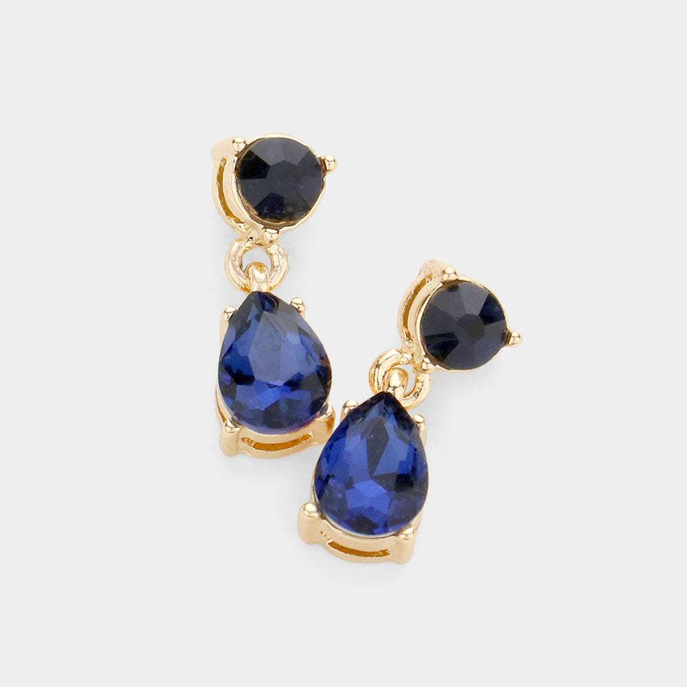 Round Teardrop Stone Link Dangle Evening Earrings - Madeline Love - Flyclothing LLC