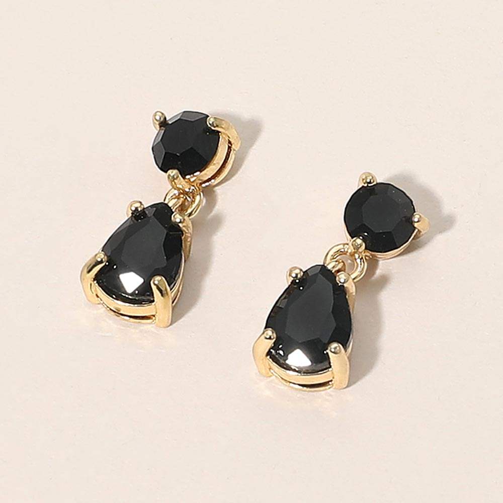Round Teardrop Stone Link Dangle Evening Earrings - Madeline Love - Flyclothing LLC