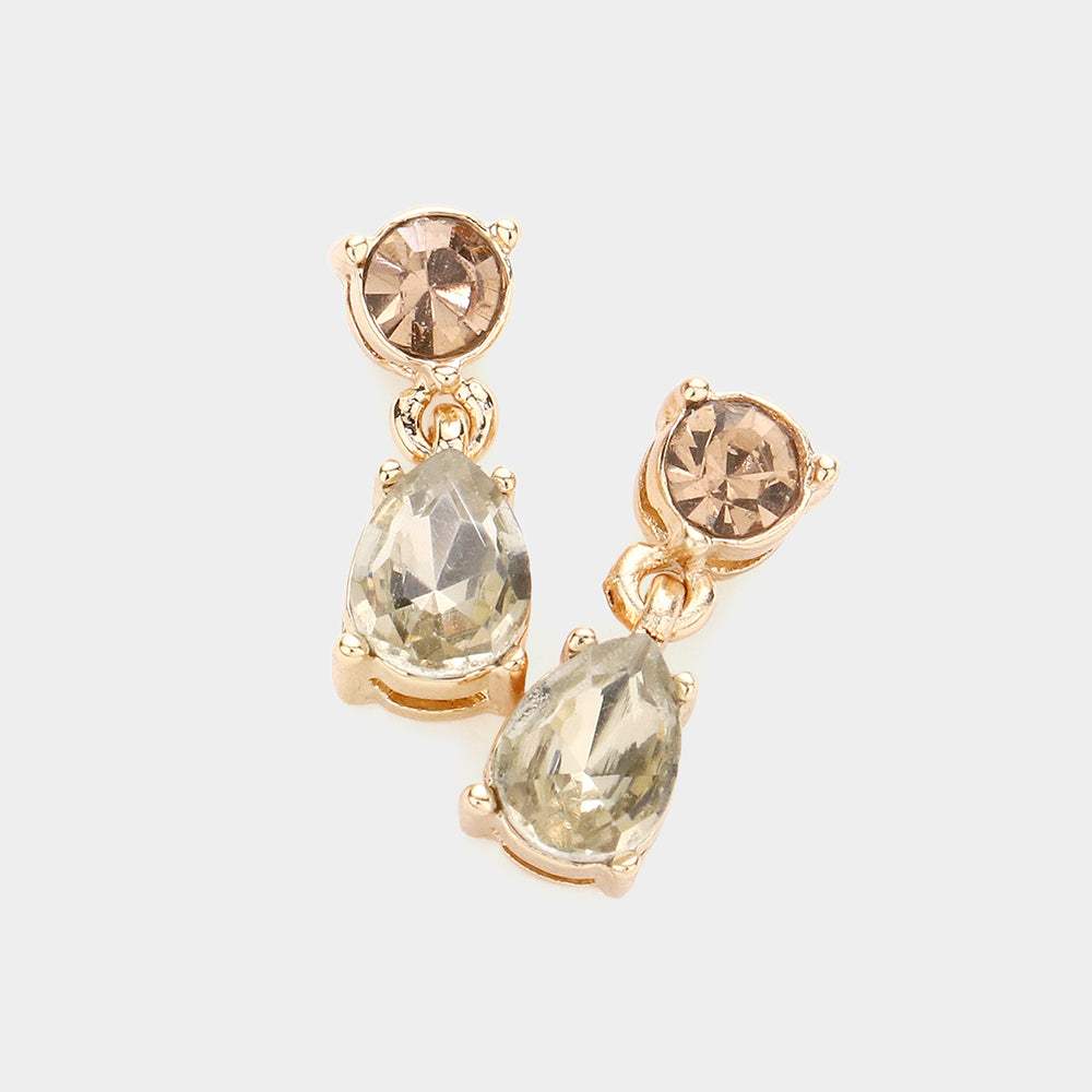 Round Teardrop Stone Link Dangle Evening Earrings - Madeline Love - Flyclothing LLC