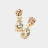 Round Teardrop Stone Link Dangle Evening Earrings - Madeline Love - Flyclothing LLC