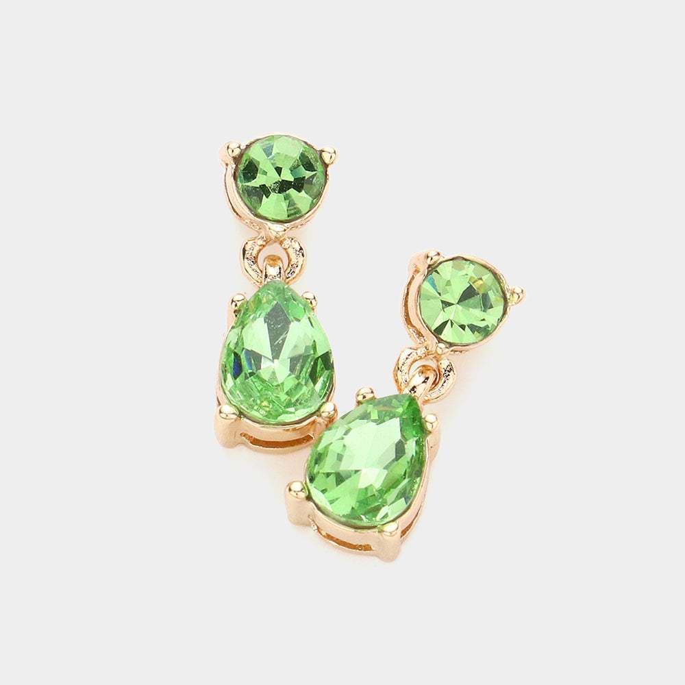 Round Teardrop Stone Link Dangle Evening Earrings - Madeline Love - Flyclothing LLC