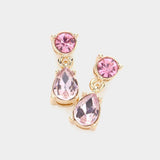 Round Teardrop Stone Link Dangle Evening Earrings - Madeline Love - Flyclothing LLC