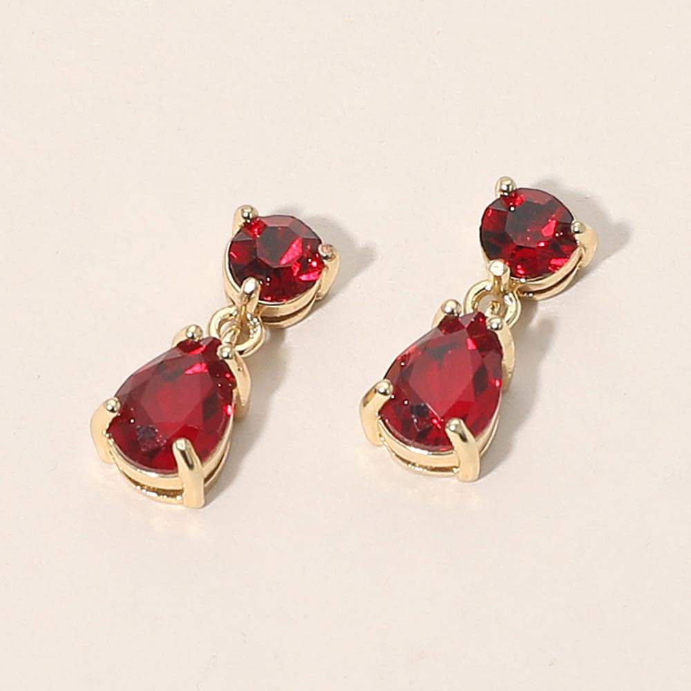 Round Teardrop Stone Link Dangle Evening Earrings - Madeline Love - Flyclothing LLC