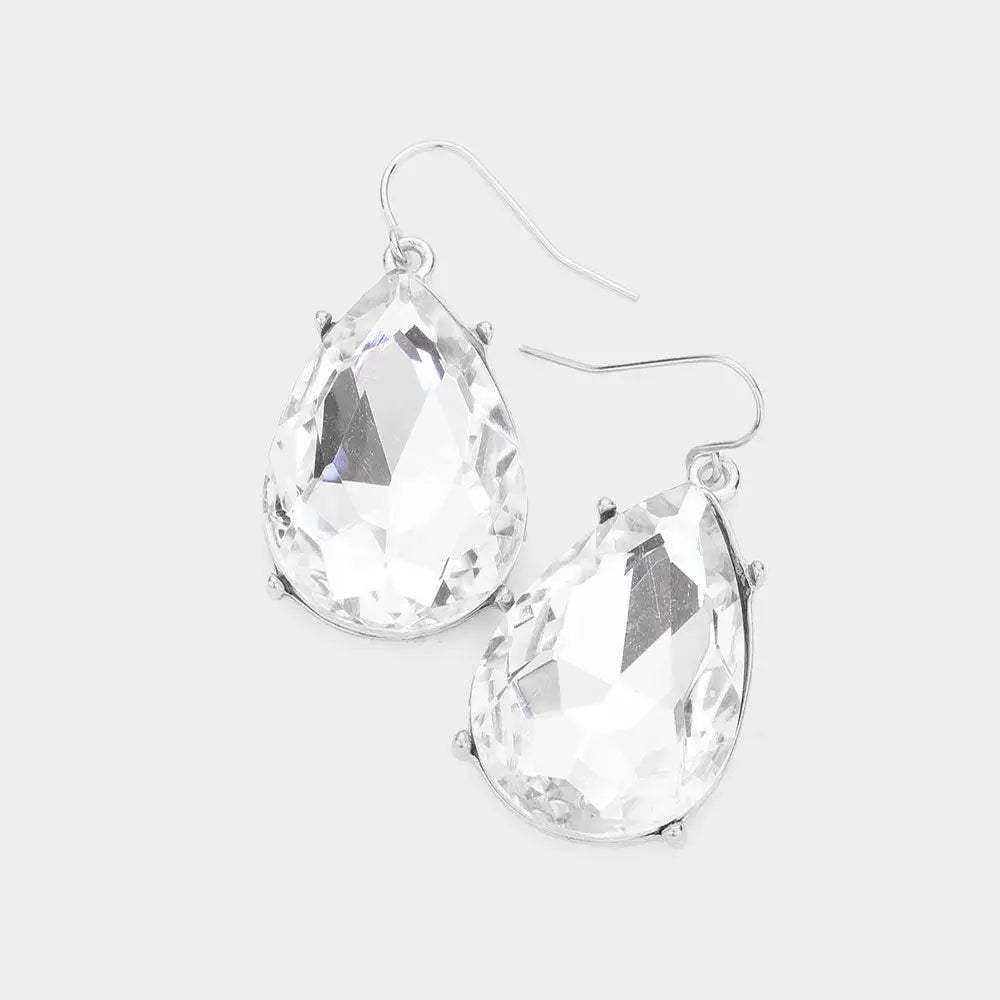 Teardrop Stone Dangle Evening Earrings - Madeline Love - Flyclothing LLC
