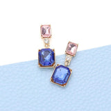 Emerald Cut Stone Link Dangle Evening Earrings - Madeline Love - Flyclothing LLC