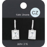 CZ Rectangle Dangle Evening Earrings - Madeline Love - Flyclothing LLC