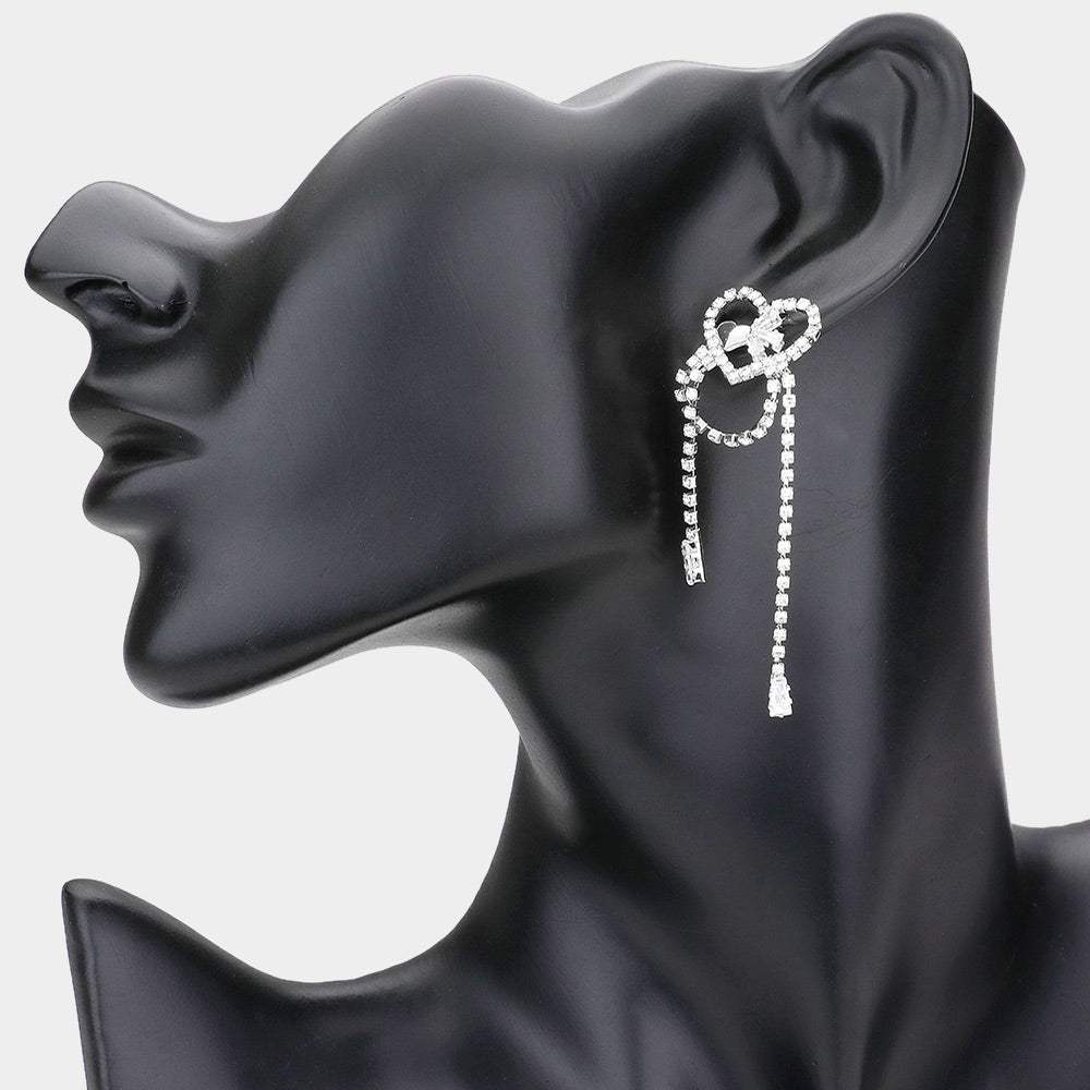 Rhinestone Pave Heart Evening Earrings - Madeline Love - Flyclothing LLC