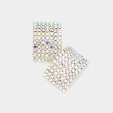 Rectangular Rhinestone Paved Earrings - Madeline Love - Flyclothing LLC