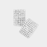 Rectangular Rhinestone Paved Earrings - Madeline Love - Flyclothing LLC