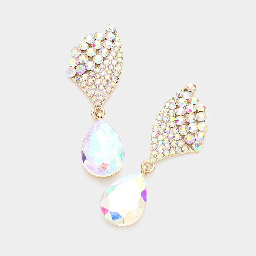 Crystal Rhinestone Teardrop Evening Earrings - Madeline Love - Flyclothing LLC