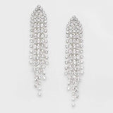 Crystal Rhinestone Fringe Evening Earrings - Madeline Love - Flyclothing LLC