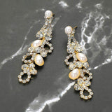 Rhinestone Pearl Eyelet Drop Evening Earrings - Madeline Love - Flyclothing LLC