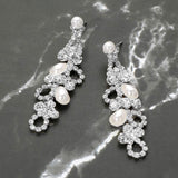 Rhinestone Pearl Eyelet Drop Evening Earrings - Madeline Love - Flyclothing LLC