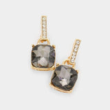 Cushion Square Stone Dangle Evening Earrings - Madeline Love - Flyclothing LLC
