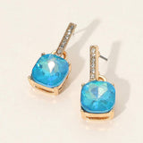 Cushion Square Stone Dangle Evening Earrings - Madeline Love - Flyclothing LLC