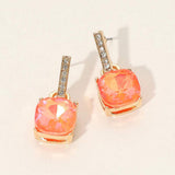 Cushion Square Stone Dangle Evening Earrings - Madeline Love - Flyclothing LLC