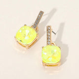 Cushion Square Stone Dangle Evening Earrings - Madeline Love - Flyclothing LLC