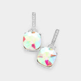Cushion Square Stone Dangle Evening Earrings - Madeline Love - Flyclothing LLC
