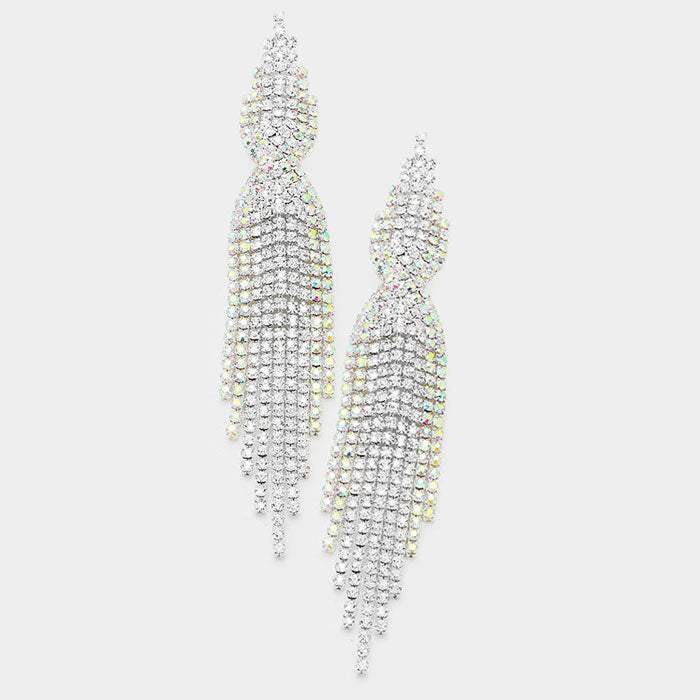 Long rhinestone fringe earrings - Madeline Love - Flyclothing LLC