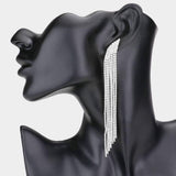 Crystal Rhinestone Pave Fringe Evening Earrings - Madeline Love - Flyclothing LLC